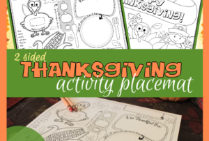 Printable activity placemats for kids at your thanksgiving table.