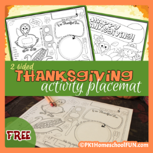 Printable activity placemats for kids at your thanksgiving table.
