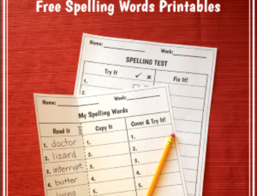 Free Spelling List And Spelling Test Printables