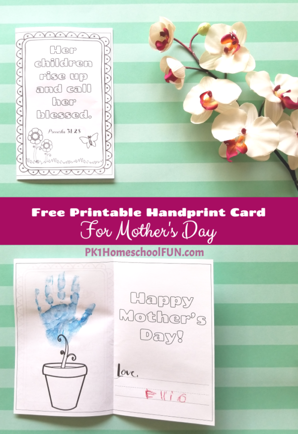 Free Printable Handprint Mothers Day Card - PK1Kids
