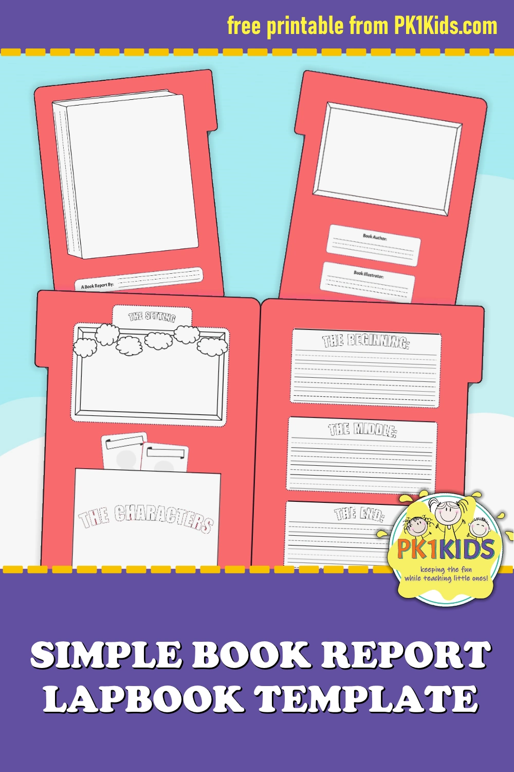 free lapbook book report template for 1st grade