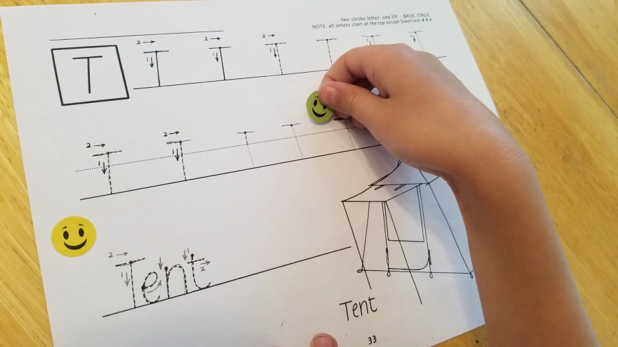 choose a handwriting curriculum that uses an italic script font